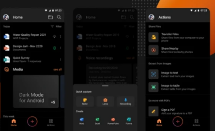 微软针对Android的多合一Office应用程序获得了暗模式处理