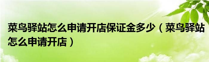 菜鸟驿站怎么申请开店保证金多少（菜鸟驿站怎么申请开店）