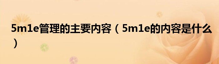 5m1e管理的主要内容（5m1e的内容是什么）