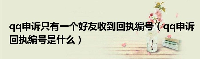 qq申诉只有一个好友收到回执编号（qq申诉回执编号是什么）