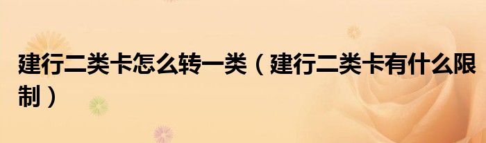 建行二类卡怎么转一类（建行二类卡有什么限制）