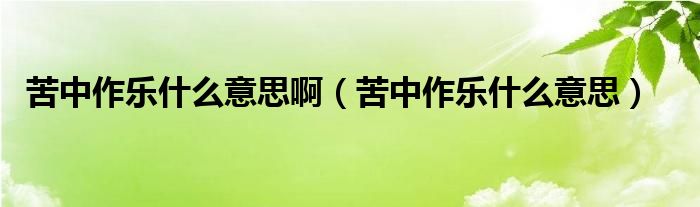 苦中作乐什么意思啊（苦中作乐什么意思）