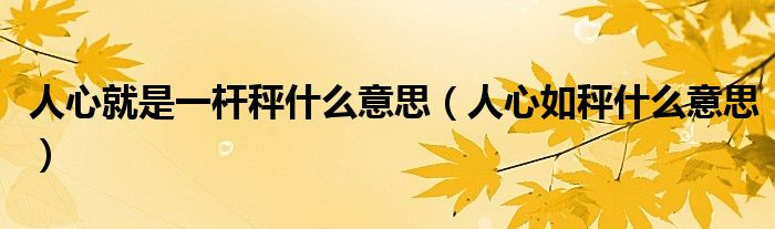 人心就是一杆秤什么意思（人心如秤什么意思）
