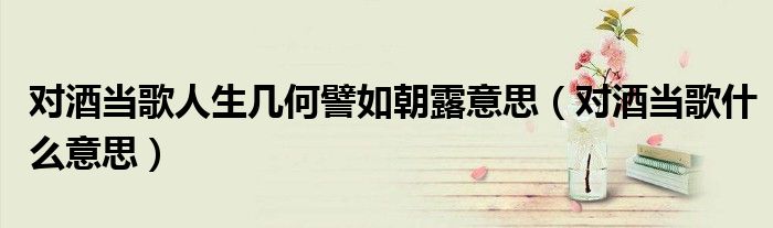对酒当歌人生几何譬如朝露意思（对酒当歌什么意思）