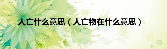 人亡什么意思（人亡物在什么意思）