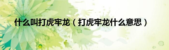 什么叫打虎牢龙（打虎牢龙什么意思）