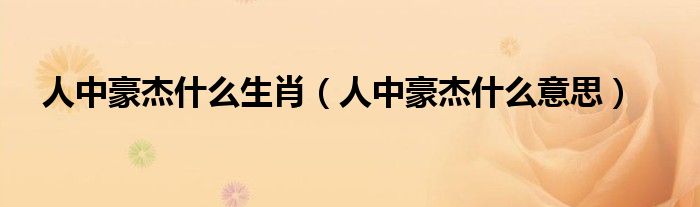 人中豪杰什么生肖（人中豪杰什么意思）