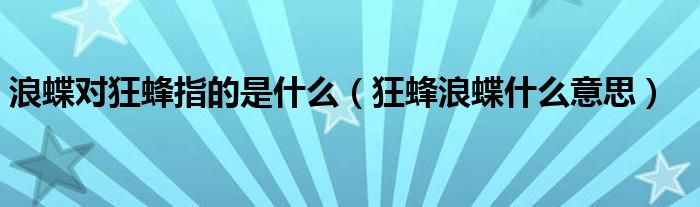 浪蝶对狂蜂指的是什么（狂蜂浪蝶什么意思）