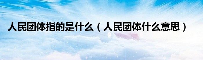 人民团体指的是什么（人民团体什么意思）