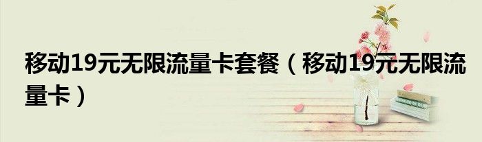 移动19元无限流量卡套餐（移动19元无限流量卡）