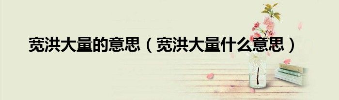 宽洪大量的意思（宽洪大量什么意思）