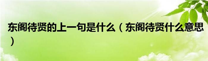 东阁待贤的上一句是什么（东阁待贤什么意思）