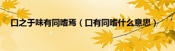 口之于味有同嗜焉（口有同嗜什么意思）