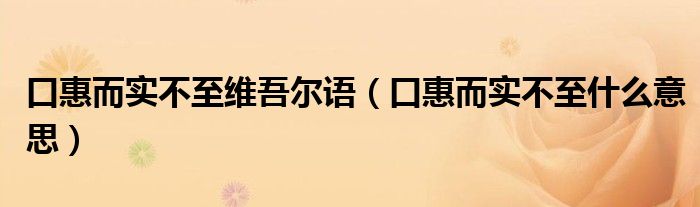 口惠而实不至维吾尔语（口惠而实不至什么意思）