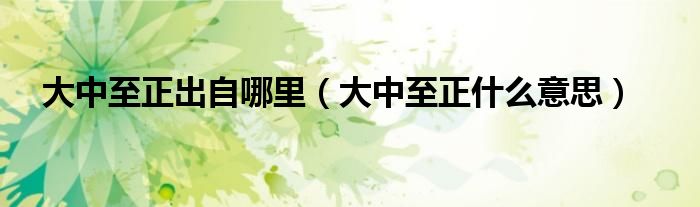 大中至正出自哪里（大中至正什么意思）