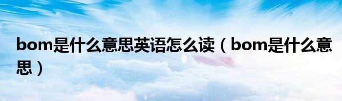 bom是什么意思英语怎么读（bom是什么意思）