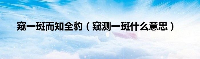 窥一斑而知全豹（窥测一斑什么意思）