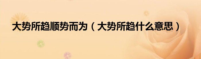 大势所趋顺势而为（大势所趋什么意思）