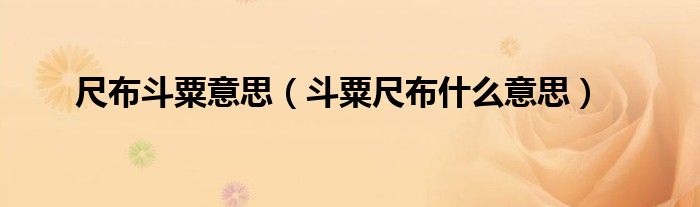尺布斗粟意思（斗粟尺布什么意思）