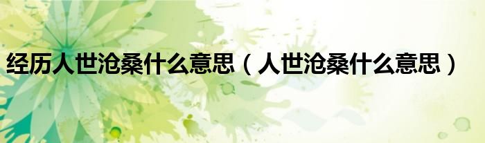 经历人世沧桑什么意思（人世沧桑什么意思）