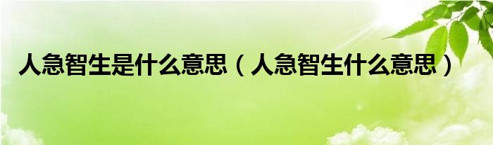 人急智生是什么意思（人急智生什么意思）