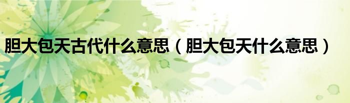 胆大包天古代什么意思（胆大包天什么意思）