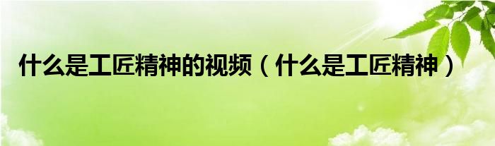 什么是工匠精神的视频（什么是工匠精神）