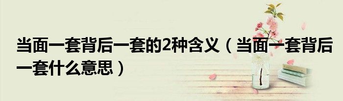 当面一套背后一套的2种含义（当面一套背后一套什么意思）