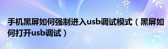 手机黑屏如何强制进入usb调试模式（黑屏如何打开usb调试）