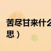 苦尽甘来什么意思解释一下（苦尽甘来什么意思）