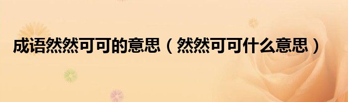 成语然然可可的意思（然然可可什么意思）