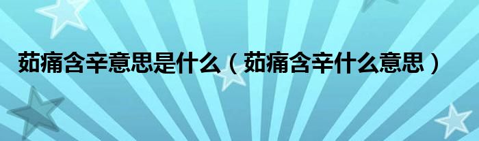 茹痛含辛意思是什么（茹痛含辛什么意思）
