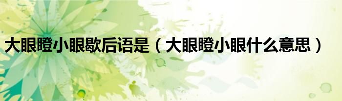 大眼瞪小眼歇后语是（大眼瞪小眼什么意思）