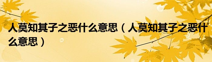 人莫知其子之恶什么意思（人莫知其子之恶什么意思）