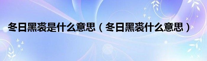冬日黑裘是什么意思（冬日黑裘什么意思）