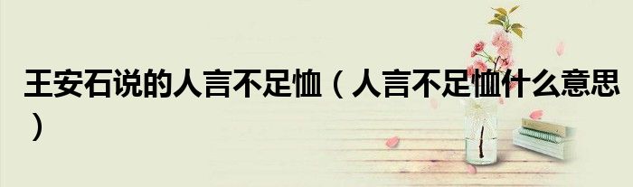王安石说的人言不足恤（人言不足恤什么意思）