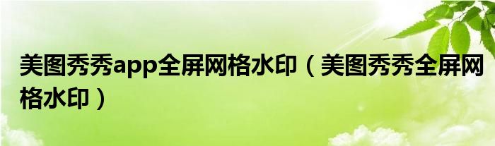 美图秀秀app全屏网格水印（美图秀秀全屏网格水印）