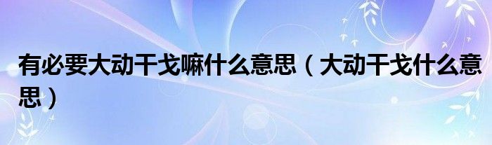 有必要大动干戈嘛什么意思（大动干戈什么意思）