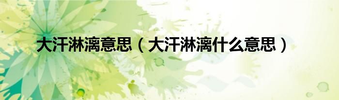 大汗淋漓意思（大汗淋漓什么意思）