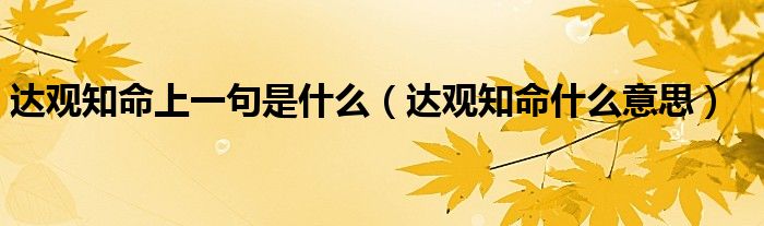达观知命上一句是什么（达观知命什么意思）