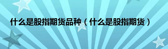 什么是股指期货品种（什么是股指期货）