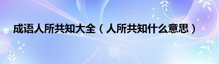 成语人所共知大全（人所共知什么意思）