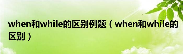when和while的区别例题（when和while的区别）