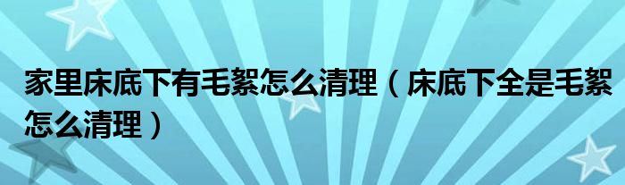 家里床底下有毛絮怎么清理（床底下全是毛絮怎么清理）