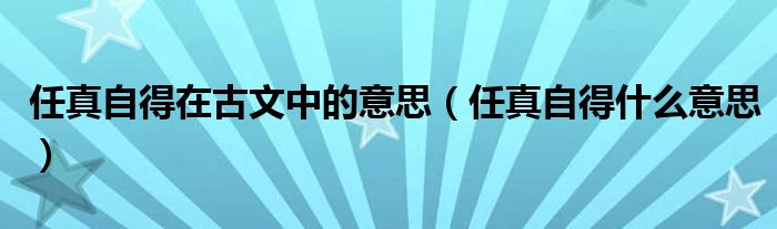 任真自得在古文中的意思（任真自得什么意思）