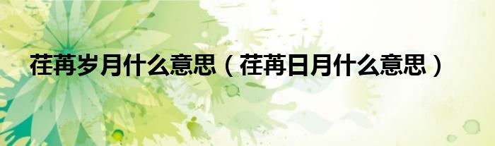 荏苒岁月什么意思（荏苒日月什么意思）