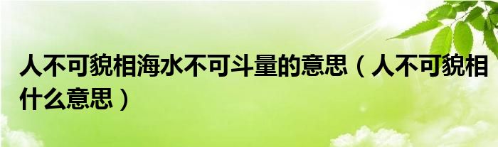 人不可貌相海水不可斗量的意思（人不可貌相什么意思）