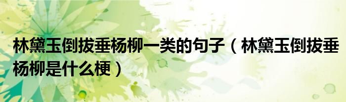 林黛玉倒拔垂杨柳一类的句子（林黛玉倒拔垂杨柳是什么梗）