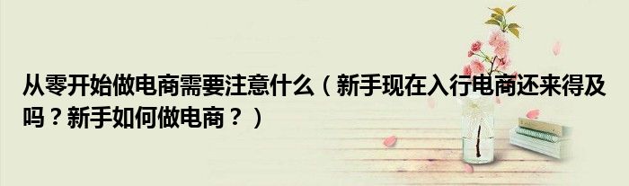 从零开始做电商需要注意什么（新手现在入行电商还来得及吗？新手如何做电商？）