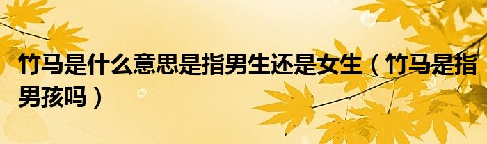 竹马是什么意思是指男生还是女生（竹马是指男孩吗）